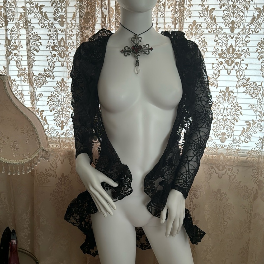 90s spiderweb goth cardigan